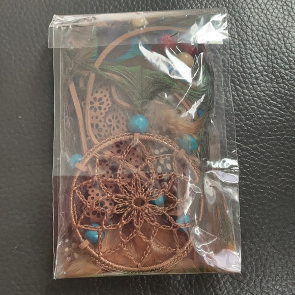 (Last 1) Boho hair accessories headband beads peacock feather suede - Picture 3 of 4